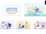 Vector Computer Learning Flat Design Animation Scene Images